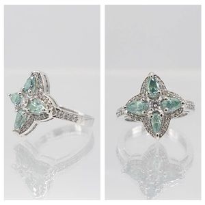 2.5 Ct Mint Green Fire Moissanite Ring